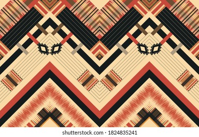 Patrón geométrico étnico sin fisuras color de flores oriental. patrón impecable. Diseño para tela, cortina, fondo, alfombra, papel pintado, ropa, envoltura, Batik, tela, ilustración vectorial. tinte