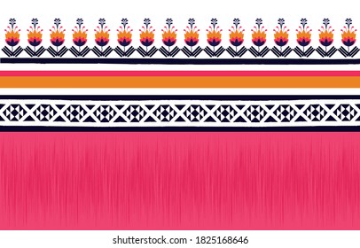 Geometric ethnic pattern seamless flower color oriental. seamless pattern. Design for fabric, curtain, background, carpet, wallpaper, clothing, wrapping, Batik, fabric,Vector illustration. pattern sty