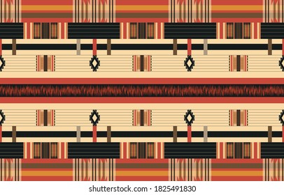 Geometrisches ethnisches Muster nahtlose Blumenfarbe orientalisch. nahtloses Muster. Design für Stoff, Vorhang, Hintergrund, Teppich, Tapete, Kleidung, Umhüllung, Batik, Stoff, Vektorgrafik. Musterstäbchen