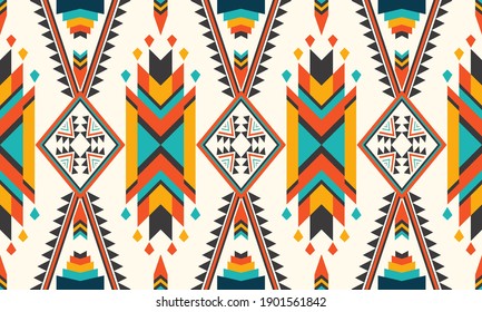 Geometric ethnic pattern seamless flower color oriental. seamless pattern. Design for fabric, curtain, background, carpet, wallpaper, clothing, wrapping, Batik, fabric,Vector illustration. pattern sty