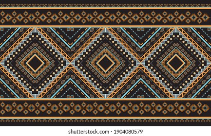 Geometric ethnic pattern seamless flower color oriental. seamless pattern. Design for fabric, curtain, background, carpet, wallpaper, clothing, wrapping, Batik, fabric,Vector illustration. pattern sty