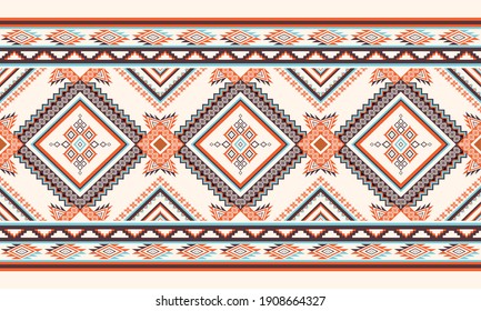 Geometric ethnic pattern seamless flower color oriental. seamless pattern. Design for fabric, curtain, background, carpet, wallpaper, clothing, wrapping, Batik, fabric,Vector illustration. pattern sty