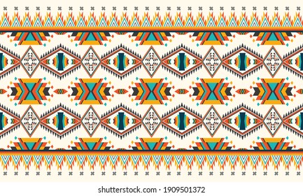 Geometric ethnic pattern seamless flower color oriental. seamless pattern. Design for fabric, curtain, background, carpet, wallpaper, clothing, wrapping, Batik, fabric,Vector illustration. pattern sty