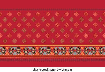 Geometric ethnic pattern seamless flower color oriental. seamless pattern. Design for fabric, curtain, background, carpet, wallpaper, clothing, wrapping, Batik, fabric,Vector illustration