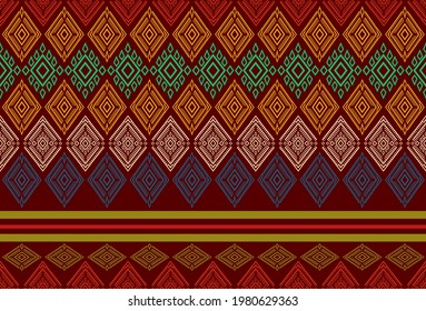 Geometric ethnic pattern seamless flower color oriental. seamless pattern. Design for fabric, curtain, background, carpet, wallpaper, clothing, wrapping, Batik, fabric,Vector illustration