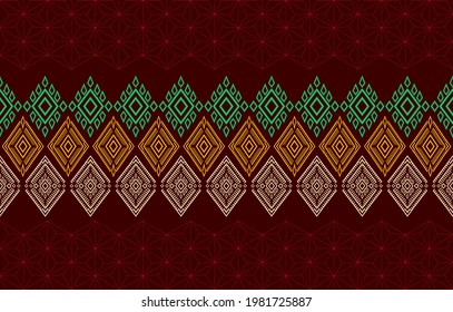 Geometric ethnic pattern seamless flower color oriental. seamless pattern. Design for fabric, curtain, background, carpet, wallpaper, clothing, wrapping, Batik, fabric,Vector illustration