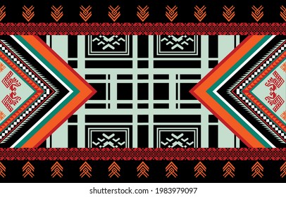 Geometric ethnic pattern seamless flower color oriental. seamless pattern. Design for fabric, curtain, background, carpet, wallpaper,clothing, wrapping, Batik, fabric,Vector illustration.