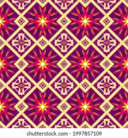Geometric ethnic pattern seamless flower color oriental. seamless pattern. Design for fabric, curtain, background, carpet, wallpaper, clothing, wrapping, Batik, fabric,Vector illustration. 