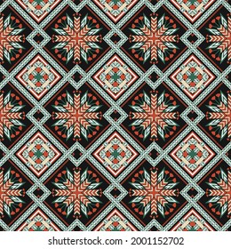 Patrón geométrico étnico sin fisuras color de flores oriental. patrón impecable. Diseño para tela, cortina, fondo, alfombra, papel pintado, ropa, envoltura, Batik, tela, ilustración vectorial.
