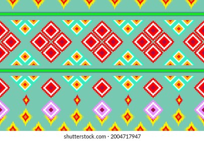 Geometric ethnic pattern seamless flower color oriental. seamless pattern. Design for fabric, curtain, background, carpet, wallpaper, clothing, wrapping, Batik, fabric,Vector illustration