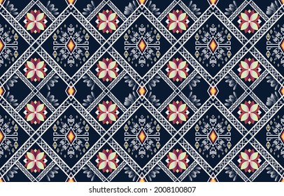 Patrón geométrico étnico sin fisuras color de flores oriental. patrón impecable. Diseño para tela, cortina, fondo, alfombra, papel pintado, ropa, envoltura, Batik, tela,Ilustración vectorial
