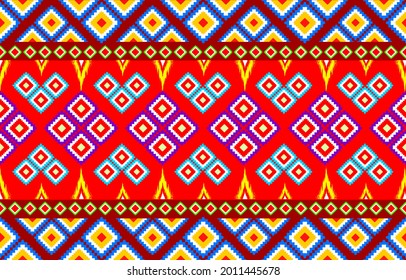 Geometric ethnic pattern seamless flower color oriental. seamless pattern. Design for fabric, curtain, background, carpet, wallpaper, clothing, wrapping, Batik, fabric,Vector illustration