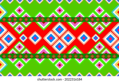 Geometric ethnic pattern seamless flower color oriental. seamless pattern. Design for fabric, curtain, background, carpet, wallpaper, clothing, wrapping, Batik, fabric,Vector illustration
