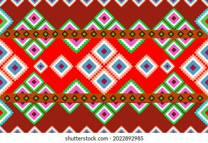 Patrón geométrico étnico sin fisuras color de flores oriental. patrón impecable. Diseño para tela, cortina, fondo, alfombra, papel pintado, ropa, envoltura, Batik, tela,Ilustración vectorial