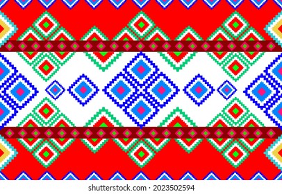 Geometric ethnic pattern seamless flower color oriental. seamless pattern. Design for fabric, curtain, background, carpet, wallpaper, clothing, wrapping, Batik, fabric,Vector illustration