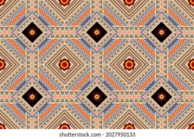 Geometric ethnic pattern seamless flower color oriental. seamless pattern. Design for fabric, curtain, background, carpet, wallpaper, clothing, wrapping, Batik, fabric,Vector illustration. pattern sty