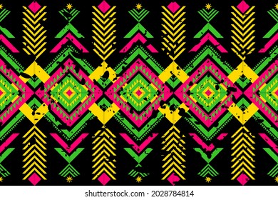 Patrón geométrico étnico sin fisuras color de flores oriental. patrón impecable. Diseño para tela, cortina, fondo, alfombra, papel pintado, ropa, envoltura, Batik, tela, ilustración vectorial. tinte