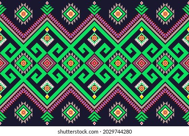 Geometric ethnic pattern seamless flower color oriental. seamless pattern. Design for fabric, curtain, background, carpet, wallpaper, clothing, wrapping, Batik, fabric,Vector illustration. pattern sty