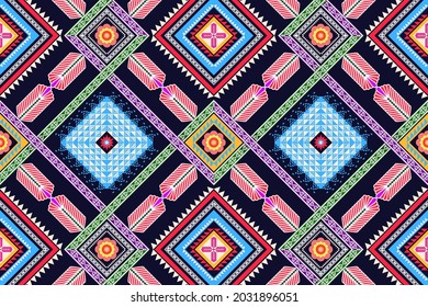 Geometric ethnic pattern seamless flower color oriental. seamless pattern. Design for fabric, curtain, background, carpet, wallpaper, clothing, wrapping, Batik, fabric,Vector illustration. pattern sty