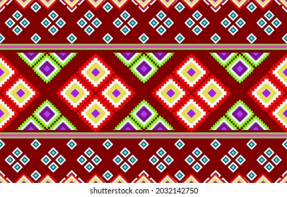 Geometric ethnic pattern seamless flower color Brown. seamless pattern. Design for fabric, curtain, background, carpet, wallpaper, clothing, wrapping, Batik, fabric,Vector illustration