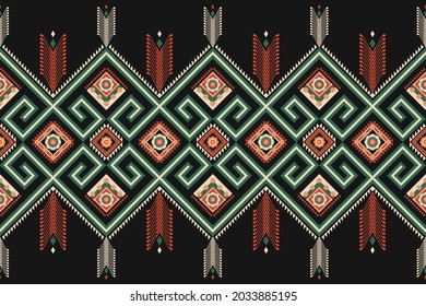 Geometric ethnic pattern seamless flower color oriental. seamless pattern. Design for fabric, curtain, background, carpet, wallpaper, clothing, wrapping, Batik, fabric,Vector illustration. pattern sty