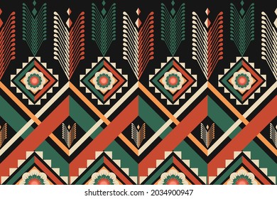 Geometric ethnic pattern seamless flower color oriental. seamless pattern. Design for fabric, curtain, background, carpet, wallpaper, clothing, wrapping, Batik, fabric,Vector illustration. pattern sty