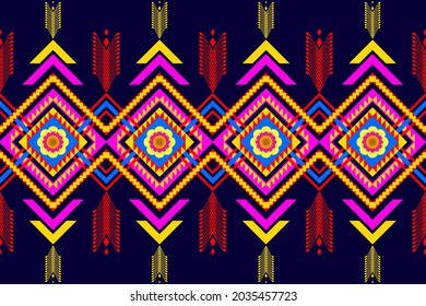 Patrón geométrico étnico sin fisuras color de flores oriental. patrón impecable. Diseño para tela, cortina, fondo, alfombra, papel pintado, ropa, envoltura, Batik, tela, ilustración vectorial. tinte