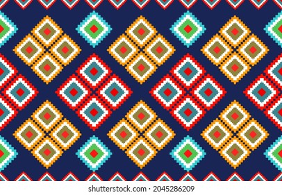 Geometric ethnic pattern seamless flower color oriental. seamless pattern. Design for fabric, curtain, background, carpet, wallpaper, clothing, wrapping, Batik, fabric,Vector illustration