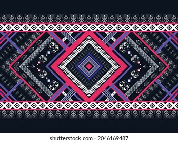 Geometric ethnic pattern seamless flower color oriental. seamless pattern. Design for fabric, curtain, background, carpet,wallpaper, clothing, wrapping, Batik, fabric,Vector illustration