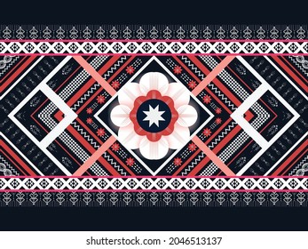 Geometric ethnic pattern seamless flower color oriental. seamless pattern. Design for fabric, curtain, background, carpet,wallpaper, clothing, wrapping, Batik, fabric,Vector illustration