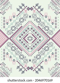 Geometric ethnic pattern seamless flower color oriental. seamless pattern. Design for fabric, curtain, background, carpet,wallpaper, clothing, wrapping, Batik, fabric,Vector illustration