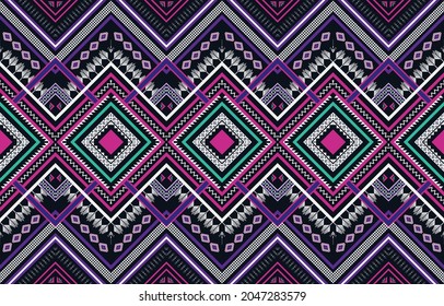 Geometric ethnic pattern seamless flower color oriental. seamless pattern. Design for fabric, curtain, background, carpet,wallpaper, clothing, wrapping, Batik, fabric,Vector illustration