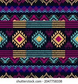 Geometric ethnic pattern seamless flower color oriental. seamless pattern. Design for fabric, curtain, background, carpet,wallpaper, clothing, wrapping, Batik, fabric,Vector illustration