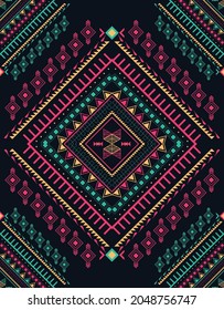 Geometric ethnic pattern seamless flower color oriental. seamless pattern. Design for fabric, curtain, background, carpet,wallpaper, clothing, wrapping, Batik, fabric,Vector illustration