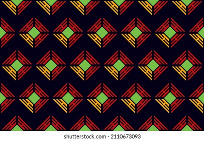 Geometrisches ethnisches Muster nahtlose Blumenfarbe orange schwarz. nahtloses Muster. Design für Stoff, Vorhang, Hintergrund, Teppich, Tapete, Kleidung, Umhüllung, Batik, Stoff,Vektorgrafik