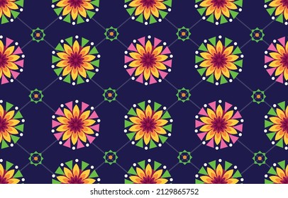 Geometric ethnic pattern seamless flower color aztec folk oriental. seamless pattern. Design for fabric curtain background carpet, wallpaper clothing wrapping Batik flyer fabric Vector illustration