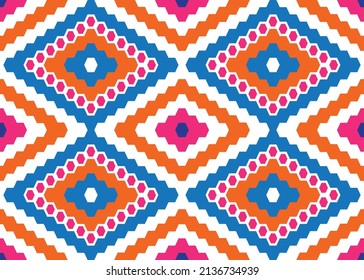 Geometric ethnic pattern seamless flower color oriental. seamless pattern. Design for fabric, curtain, background, carpet, wallpaper, clothing, wrapping, Batik, fabric,Vector illustration. pattern sty