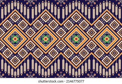 Geometric ethnic pattern seamless flower color oriental. seamless pattern. Design for fabric, curtain, background, carpet, wallpaper, clothing, wrapping, Batik, fabric,Vector illustration.