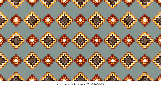 Geometric ethnic pattern seamless flower color grey red. seamless pattern. Design for fabric, curtain, background, carpet, wallpaper, clothing, wrapping, Batik, fabric,Vector illustration