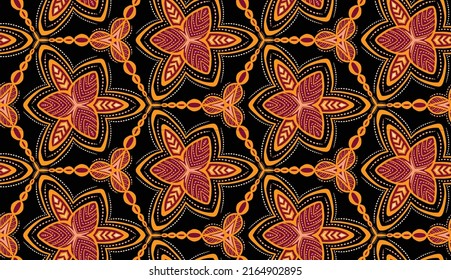 Geometrisches ethnisches Muster nahtlose Blütenfarbe. nahtloses Muster. Design für Stoff, Vorhang, Hintergrund, Teppich, Tapete, Kleidung, Umhüllung, Batik, Mandalas, Stoff, Vektorgrafik.