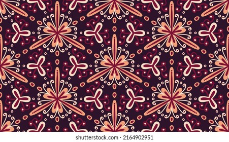Patrón geométrico étnico sin fisuras en el color de las flores. patrón impecable. Diseño para tela, cortina, fondo, alfombra, papel pintado, ropa, envoltura, Batik, mandalas, tela, ilustración vectorial.