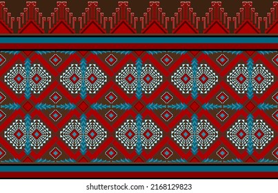 Geometric ethnic pattern seamless flower color oriental. seamless pattern. Ethnic Design for fabric, curtain, background, carpet, wallpaper, clothing, wrapping, batik, fabric, vector. Colorful tribal.