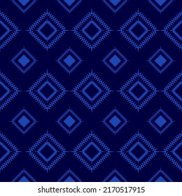 Patrón geométrico étnico sin fisuras color de flores azul. patrón impecable. Diseño para tela, cortina, fondo, alfombra, papel pintado, ropa, envoltura, Batik, tela,Ilustración vectorial