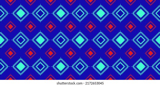 Geometrisches ethnisches Muster nahtlose Blütenfarbe Blau. nahtloses Muster. Design für Stoff, Vorhang, Hintergrund, Teppich, Tapete, Kleidung, Umhüllung, Batik, Stoff,Vektorgrafik