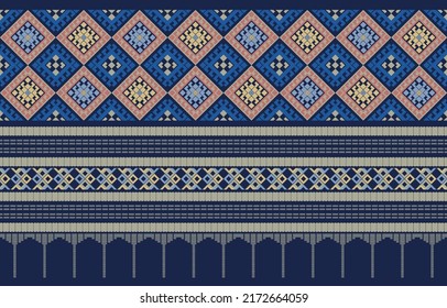 Geometric ethnic pattern seamless flower color oriental. seamless pattern. Design for fabric, curtain, background, carpet, wallpaper, clothing, wrapping, Batik, fabric,Vector illustration. pattern sty