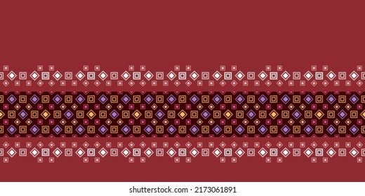 Geometric ethnic pattern seamless flower color blue. seamless pattern. Design for fabric, curtain, background, carpet, wallpaper, clothing, wrapping, Batik, fabric,Vector illustration