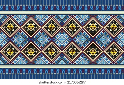 Geometric ethnic pattern seamless flower color oriental. seamless pattern. Design for fabric, curtain, background, carpet, wallpaper, clothing, wrapping, Batik, fabric,Vector illustration. pattern sty