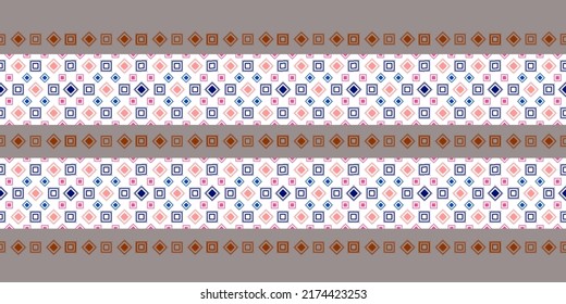 Geometric ethnic pattern seamless flower color blue. seamless pattern. Design for fabric, curtain, background, carpet, wallpaper, clothing, wrapping, Batik, fabric,Vector illustration