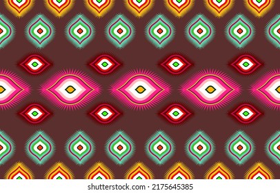 Patrón geométrico étnico sin fisuras color de flores oriental. patrón impecable. Diseño para tela, cortina, fondo, alfombra, papel pintado, ropa, envoltura, Batik, tela,Ilustración vectorial