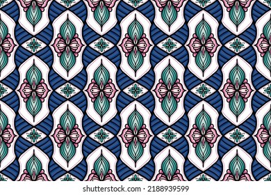 Geometric ethnic pattern seamless flower color. seamless pattern. Design for fabric,curtain,background,carpet,wallpaper,clothing,wrapping,Batik,mandalas,fabric,Vector illustration. pattern style.